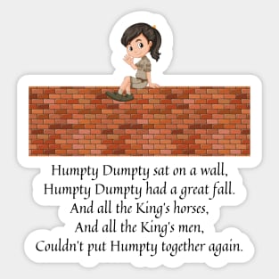 humpty dumpty nursery rhyme (girl version) Sticker